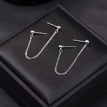 Load image into Gallery viewer, Stainless Steel Korean Style 1.2x1mm chains studs Double Piercing Earring 4.5cm
