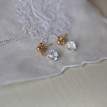 이미지를 갤러리 뷰어에 로드 , 한국 18k 골드 도금 투명 오로라 보레알리스 연마 오스트리아 비즈 스터드 8mm 귀걸이
