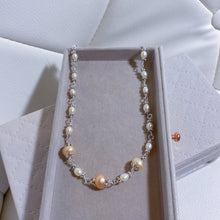 Load image into Gallery viewer, S925 AAA south-sea freshwater Pearls beaded vintage style flower cap necklace 15-16 inches
