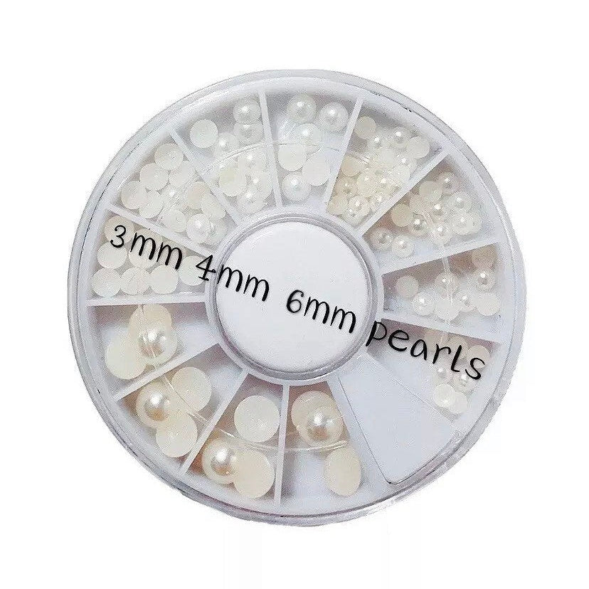 네일 아트 휠 다양한 크기 플랫백 고품질 진주 1박스