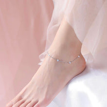 Load image into Gallery viewer, S925 ANKLE 3-4mm AAA  Freshwater Pearls Silver Bracelet/ Rose Quartz Heart
