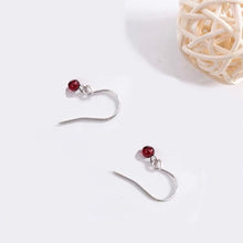 将图片加载到图库查看器，18K gold plated or silver dangle earrings with natural 3mm mini garnet beads, perfect for adding a touch of rich sophistication and subtle style to any outfit.
