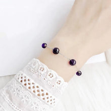 이미지를 갤러리 뷰어에 로드 , S925 한국산 8mm 자수정 딥 퍼플 라운드 비즈 팔찌 7-7.25 인치
