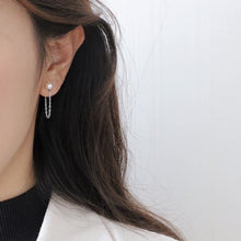 Load image into Gallery viewer, Korean Fashion 5mm Crystal Pearls Silver Chains Earrings
