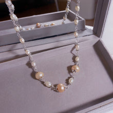 Load image into Gallery viewer, S925 AAA south-sea freshwater Pearls beaded vintage style flower cap necklace 15-16 inches
