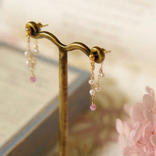 将图片加载到图库查看器，18K Gold Plated Natural 3mm Baroque Pearls With 4mm Faceted Tourmaline Gold Stud Earrings
