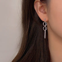 이미지를 갤러리 뷰어에 로드 , 한국 실버 더블 링 10mm 체인 스터드 귀걸이 펑크
