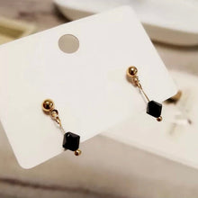 이미지를 갤러리 뷰어에 로드 , 금 도금 강철 한국 패션 블랙 연마 오스트리아 크리스탈 6mm 테이퍼 비즈 귀걸이
