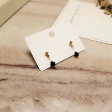 이미지를 갤러리 뷰어에 로드 , 금 도금 강철 한국 패션 블랙 연마 오스트리아 크리스탈 6mm 테이퍼 비즈 귀걸이
