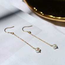 Load image into Gallery viewer, Gold Korean 4-5mm Small Baroque Pearls Hook Earrings 6cm Long Nickel Free
