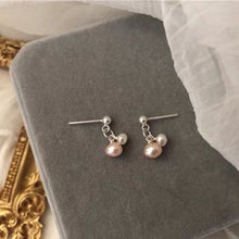 将图片加载到图库查看器，S925 Silver 4mm Peach 3mm White pearls Earrings Stud
