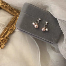 将图片加载到图库查看器，S925 Silver 4mm Peach 3mm White pearls Earrings Stud
