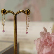 将图片加载到图库查看器，18K Gold Plated Natural 3mm Baroque Pearls With 4mm Faceted Tourmaline Gold Stud Earrings
