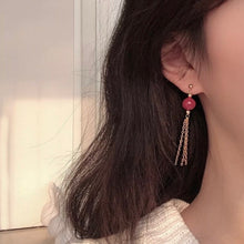 이미지를 갤러리 뷰어에 로드 , 중국 스타일 골드/실버 랜턴 음력 설날 우아한 8mm 붉은 옥 귀걸이 7cm
