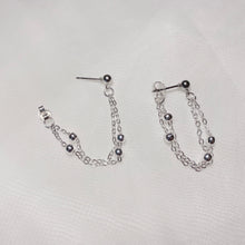 Load image into Gallery viewer, Surgical Steel Chain Korean Style Double Beaded Chain 1.2x1mm Stud Earrings 3-3.5cm
