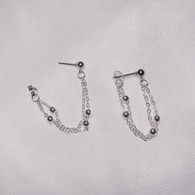 Load image into Gallery viewer, Surgical Steel Chain Korean Style Double Beaded Chain 1.2x1mm Stud Earrings 3-3.5cm
