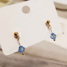 이미지를 갤러리 뷰어에 로드 , 한국 패션 블루 면처리 오스트리아 크리스탈 6mm 테이퍼드 비드 귀걸이
