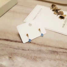 이미지를 갤러리 뷰어에 로드 , 한국 패션 블루 면처리 오스트리아 크리스탈 6mm 테이퍼드 비드 귀걸이
