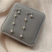 Load image into Gallery viewer, Steel Elegant Chain 4-5mm Freshwater Pearls Earrings 6cm Stud
