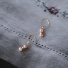 将图片加载到图库查看器，Gold 4mm Double Natural Baroque Pearls Peach Pinkish-Orange Dangle Nickel Free Hook Earrings
