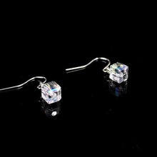 이미지를 갤러리 뷰어에 로드 , Dangle earrings featuring 6mm clear AB sugar cube beads, showcasing an elegant and shimmering design.
