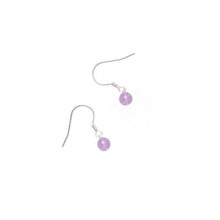 将图片加载到图库查看器，S925 Silver Small 6mm Lavender Jade Round Bead Dangle Earrings
