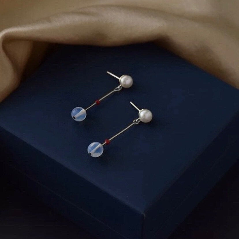 실버 한국 패션 모조 진주 5mm 오팔 비즈 6mm 천연 가닛 3mm 비즈 스터드 귀걸이