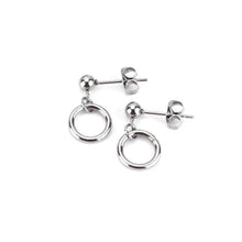 Load image into Gallery viewer, Surgical Steel Korean Style Stud 10mm Ring Circle Geometry Earrings
