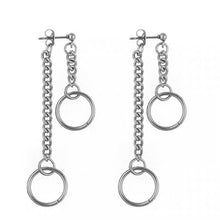 Load image into Gallery viewer, Surgical Steel Korean style Stud 10mm Ring Chain Earrings 6cm
