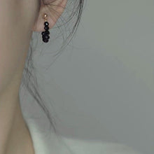 이미지를 갤러리 뷰어에 로드 , 골드 도금 스터드 4mm 천연 블랙 토르말린 연마 비즈 귀걸이
