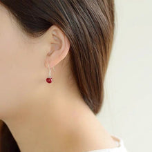 Load image into Gallery viewer, S925 Chinese Style Xiangsi Silver Flower 8mm Red Jade Earrings
