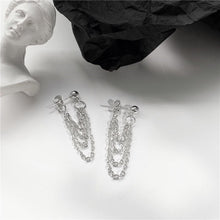 Load image into Gallery viewer, Korean Fashion Kpop Silver 4 Layers Quadruple Link Chain Studs Earrings 4.5-5cm
