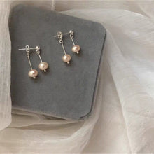 Load image into Gallery viewer, Korean Minimalist 4mm Double Small Peach Baroque Silver Stud Earrings
