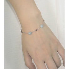 Load image into Gallery viewer, 925 Silver Bracelet with AAA Aquamarine 8mm Round Beads, Available in 6, 7, or 8 Inches, Spring Ring Clasp
