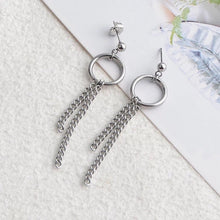 이미지를 갤러리 뷰어에 로드 , 한국 실버 반지 10mm 체인 스터드 펑크 귀걸이
