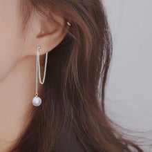 이미지를 갤러리 뷰어에 로드 , 한국 체인 8mm 크리스탈 진주 스터드 귀걸이 6cm
