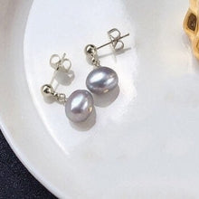 Load image into Gallery viewer, Surgical Steel Natural Freshwater 4-6mm Small Button Grey Pearls Earrings
