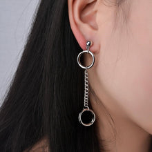 이미지를 갤러리 뷰어에 로드 , 한국 패션 실버 반지 10mm 체인 스터드 펑크 귀걸이 6cm
