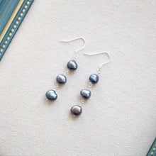 Load image into Gallery viewer, S925 Korean Dangle Silver Natural 4-5mm Black Peacock Baroque freeform Natural Pearls Earrings
