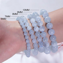 Load image into Gallery viewer, Natural Light Blue Aquamarine 8mm Round Bead Birthstone Elastic Stretch String Bracelet
