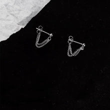 이미지를 갤러리 뷰어에 로드 , 한국어 실버 더블 짧은 실버 2x2mm 체인 2-2.5cm 미니 스터드 귀걸이
