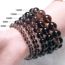 Load image into Gallery viewer, Natural Smoky Quartz 8.5/10mm Round Bead Elastic Stretch String Bracelet
