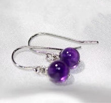 Load image into Gallery viewer, Surgical stainless steel hook Round Bead AAA Amethyst Birthstone Earrings 8mm 10mm
