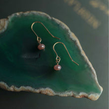 将图片加载到图库查看器，Minimalist 18K Gold Plated/ Steel 4mm Peach Button Pearls Nickel Free Steel Dangle Earrings
