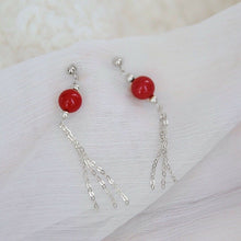이미지를 갤러리 뷰어에 로드 , 중국 스타일 골드/실버 랜턴 음력 설날 우아한 8mm 붉은 옥 귀걸이 7cm
