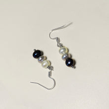 Load image into Gallery viewer, S925 Korean Dangle Hook Black Grey White Baroque Pearl Bar Earrings 4-6mm
