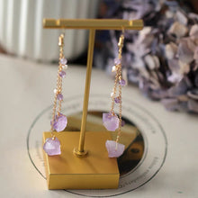 将图片加载到图库查看器，Dangle/Stud Raw Natural Purple Amethyst Beads Freeform Earrings
