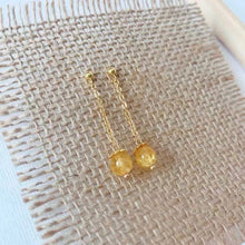 将图片加载到图库查看器，18K Gold Plated Natural Yellow Citrine 6mm Small Filigree Flower Stud Earrings
