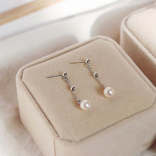이미지를 갤러리 뷰어에 로드 , 한국 패션 8mm 크리스탈 진주 비즈 체인 스틸 귀걸이
