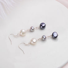 Load image into Gallery viewer, S925 Multiple color White Grey Black Baroque Pearls Silver Dangle Earrings
